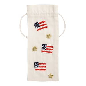 flag beaded wine bag