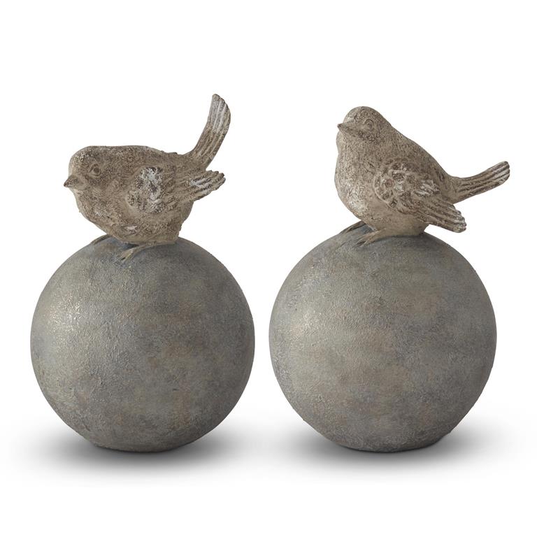 9.25 Inch Gray & Gold Resin Bird on Ball Sold Separately