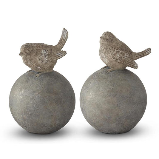 9.25 Inch Gray & Gold Resin Bird on Ball Sold Separately