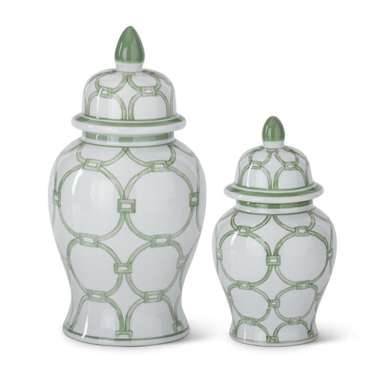 Small Green & White Ginger Jar