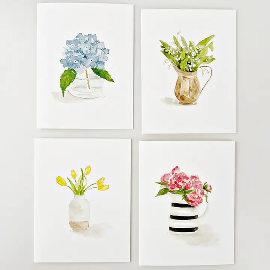 Flower Note Card Set 8 cards 2 of each design