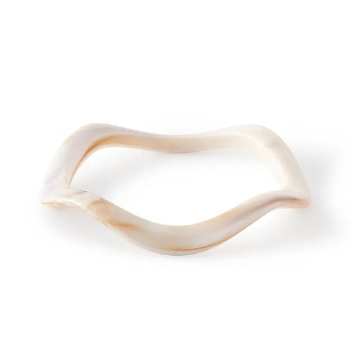 Wavy Polyresin Bangle Bracelet Ivory/Taupe