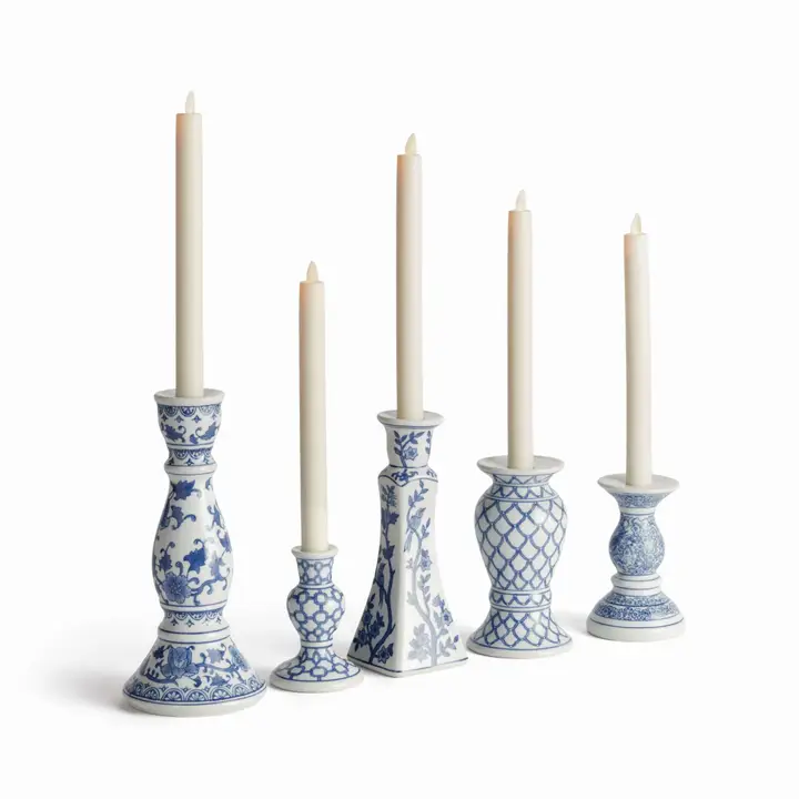 Large Blue and White  Dynasty Taper Candle holder