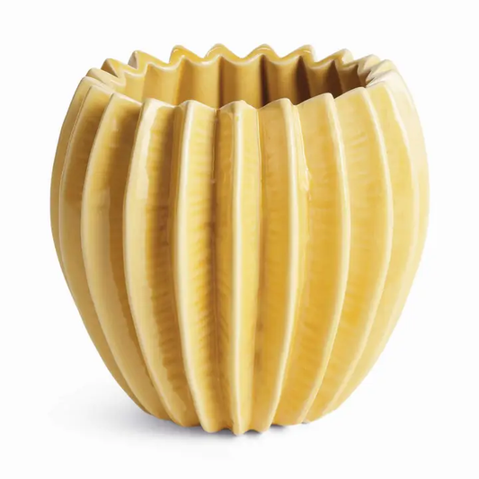 Nikko Pot Small - Yellow Ceramic Cachepot with Drain Hole