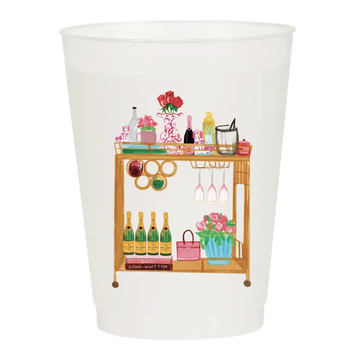 Watercolor Bar Cart Frosted Cups Pack of 6