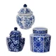 Blue and White Hexagon Chinoiserie Jar