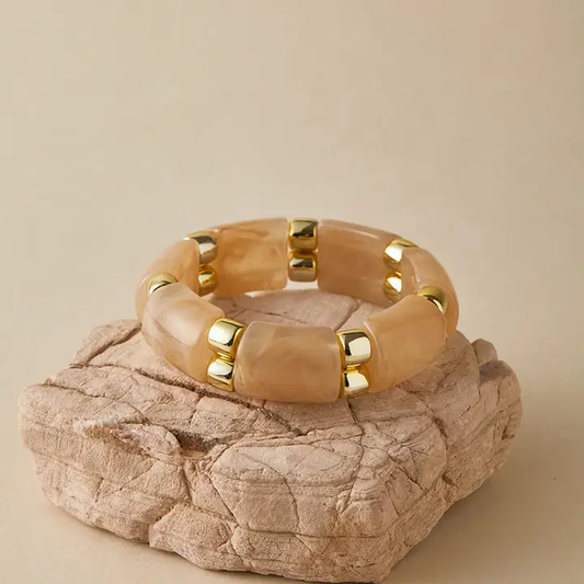 Polyresin Rectangle Cube Link Stretch Bangle Bracelet