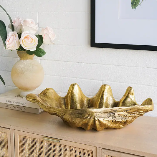 20x10.5x5.5" Decorative Shell Bowl - Gold