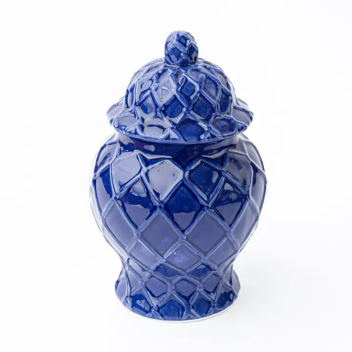 Navy Textured Ginger Jar - Small