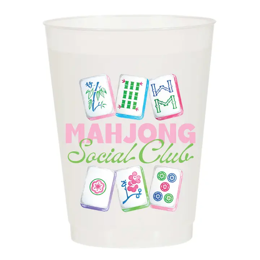Mahjong Social Club Frosted Cups - Mahjong Pack of 6