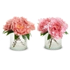 9.5" Peony Bouquet in Glass Vase