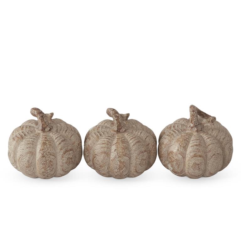 3 Inch Tan Resin Faux Woodgrain Filler Pumpkin