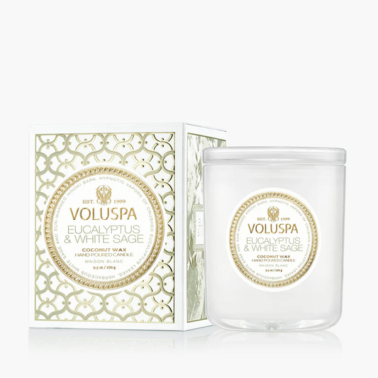 Voluspa Eucalyptus and White Safe 9.5 oz Classic Candle