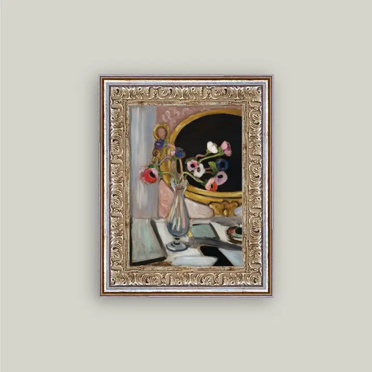 Anemone and Mirror Framed Antique Art