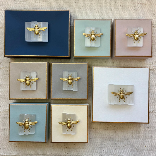 Navy Blue Bee Crystal Canvas 4x4