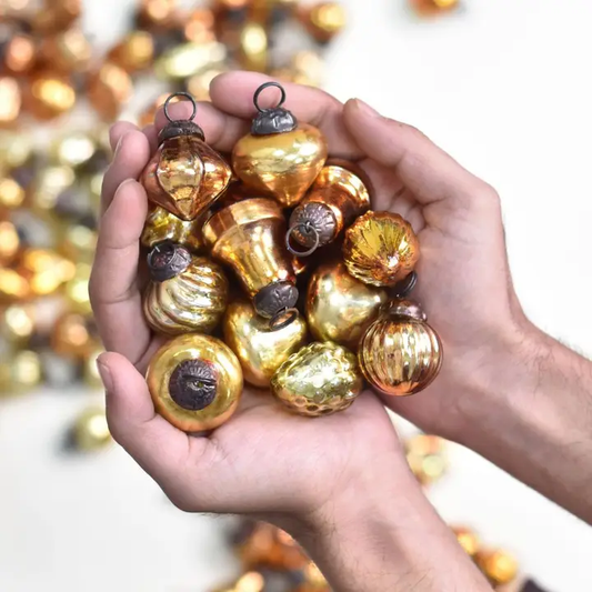 Christmas  25 Pieces Glass Gold Amber Christmas Ornaments