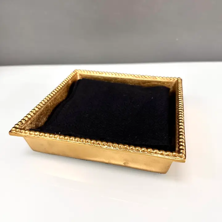 Textured Gold Beaded Border Lunch Napkin Box