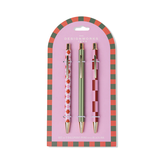 Set of 3 Pink/Green Pens