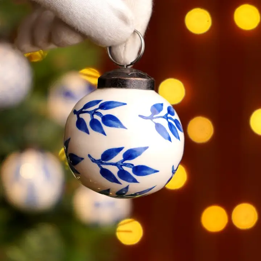 Christmas 60 Blue White Christmas Ceramic Balls Ornaments