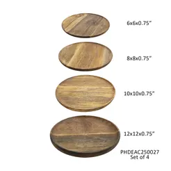 Mango Wood Round Platter, Set of 4