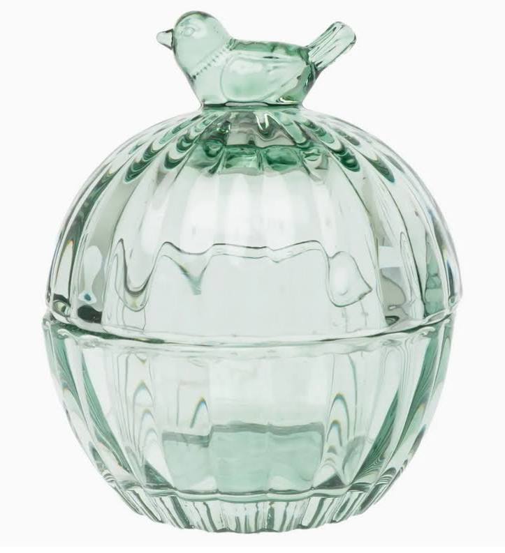 glass bird covered dish