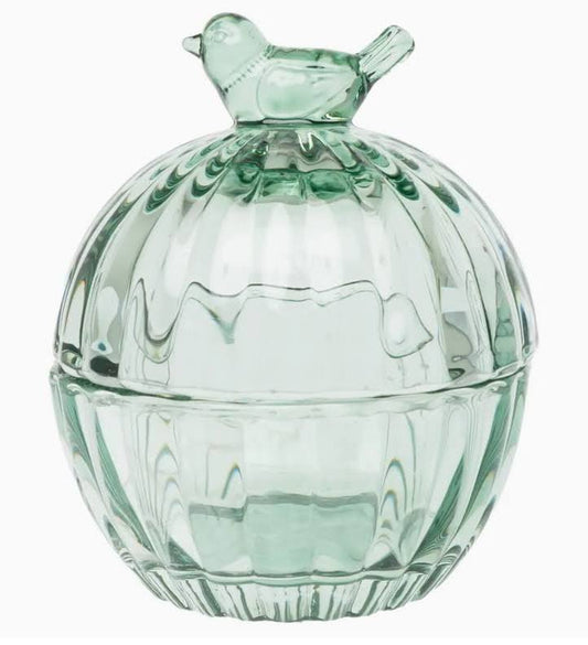 glass bird covered dish